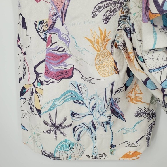 Isla & White Edelira Drape Ruffle Minidress in Canto De Playa Size Small NEW - Picture 7 of 7